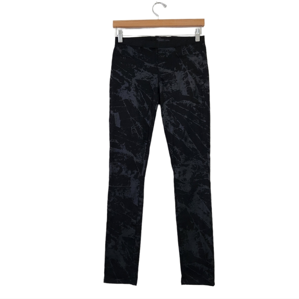 Helmut Lang Black Marble Twill coated pull on pants size 26 - Picture 2 of 10